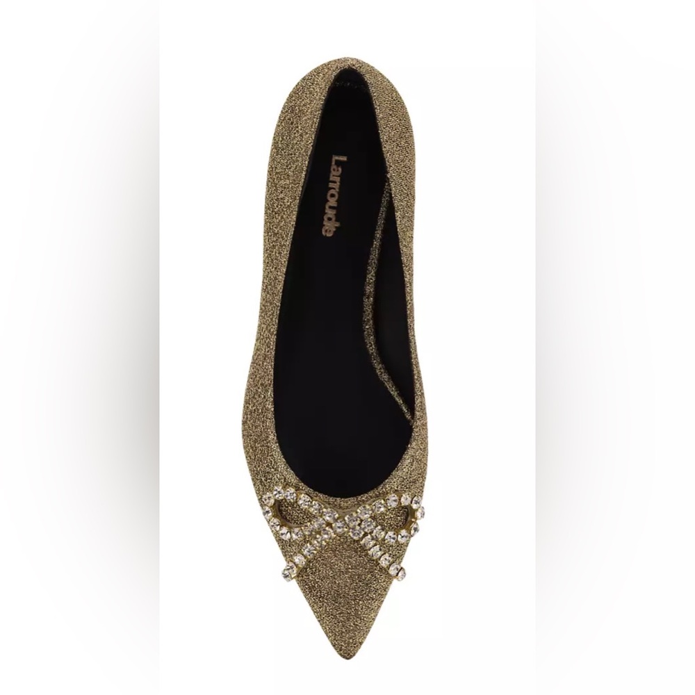 Larroudé Lee Crystal-Embellished Lurex Flats Women’s Size 7.5 New
